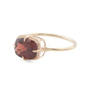 HIRAJULE Gold/Garnet Made In India 14kt Gold Garnet Prong Ring